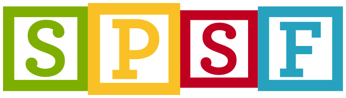 The SPSF logo, four colour blocks, each adorned with a letter of the acronym.